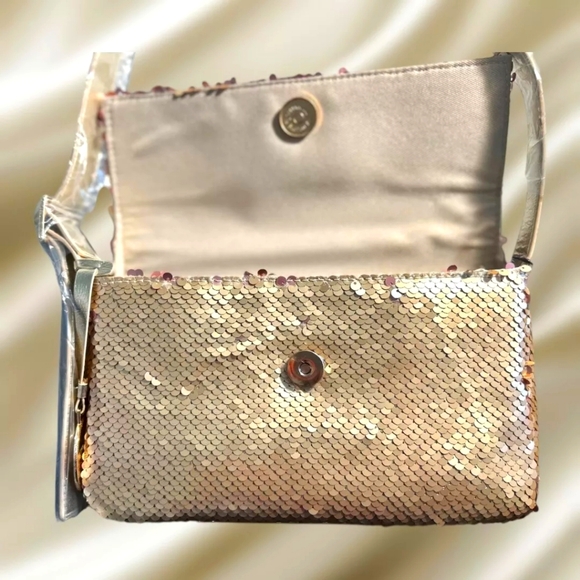 Nicole Miller Sequin Shoulder Bag (Gold) NYE - Picture 7 of 12